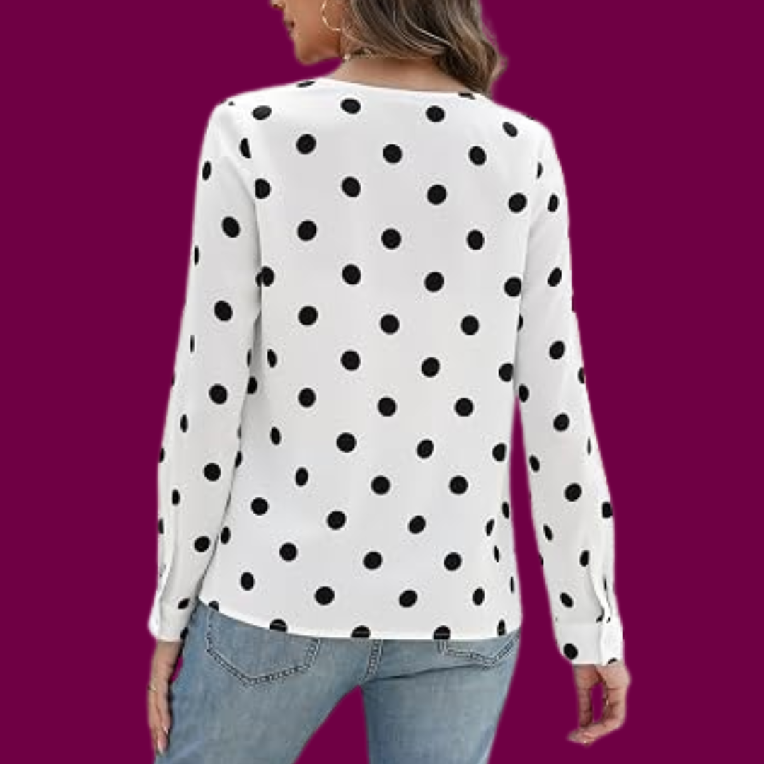Clara – Elegante Langarm-Bluse mit Punkten