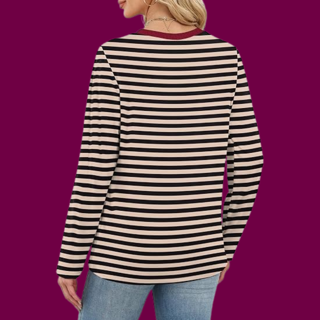 Mia – Lässiges Gestreiftes Langarmshirt
