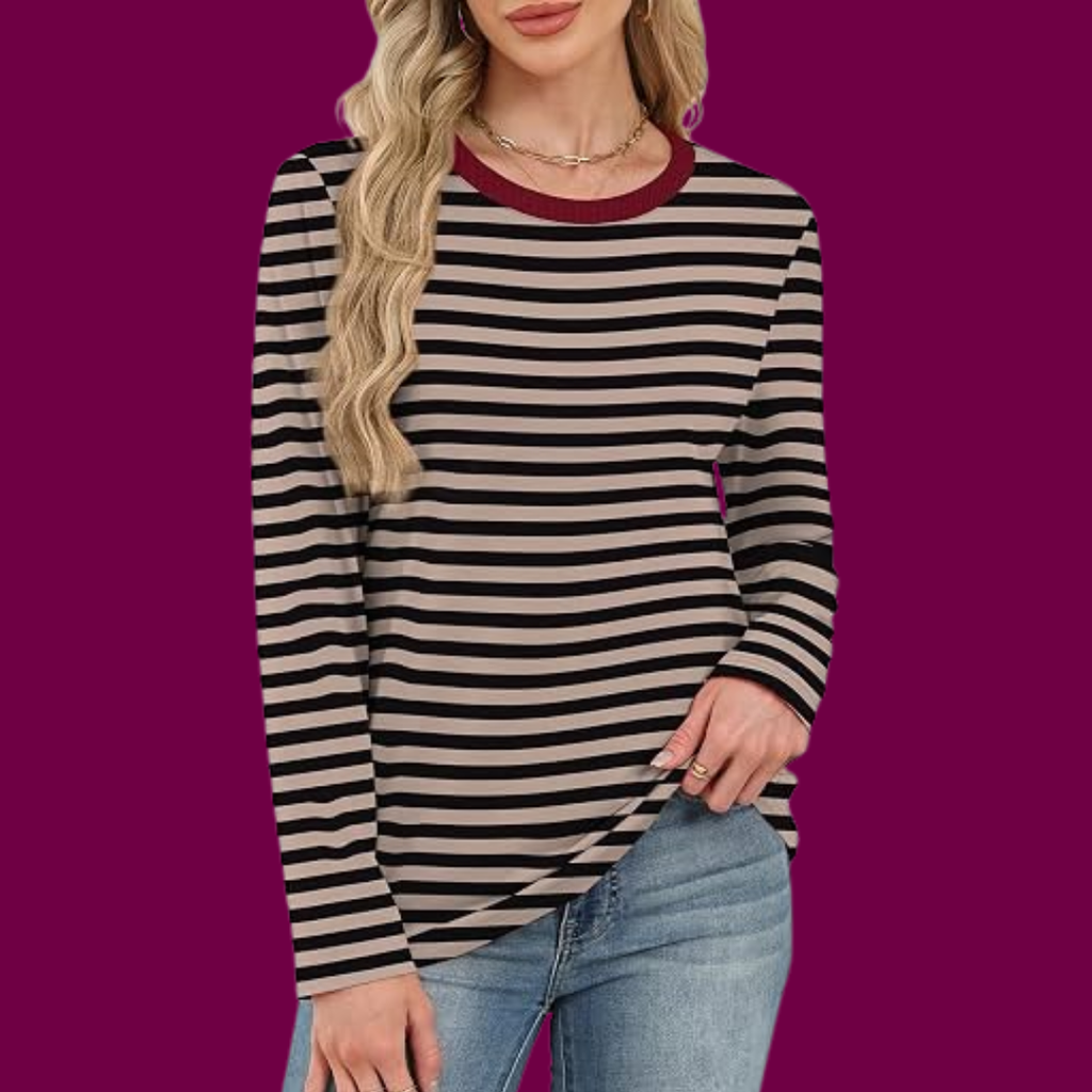 Mia – Lässiges Gestreiftes Langarmshirt