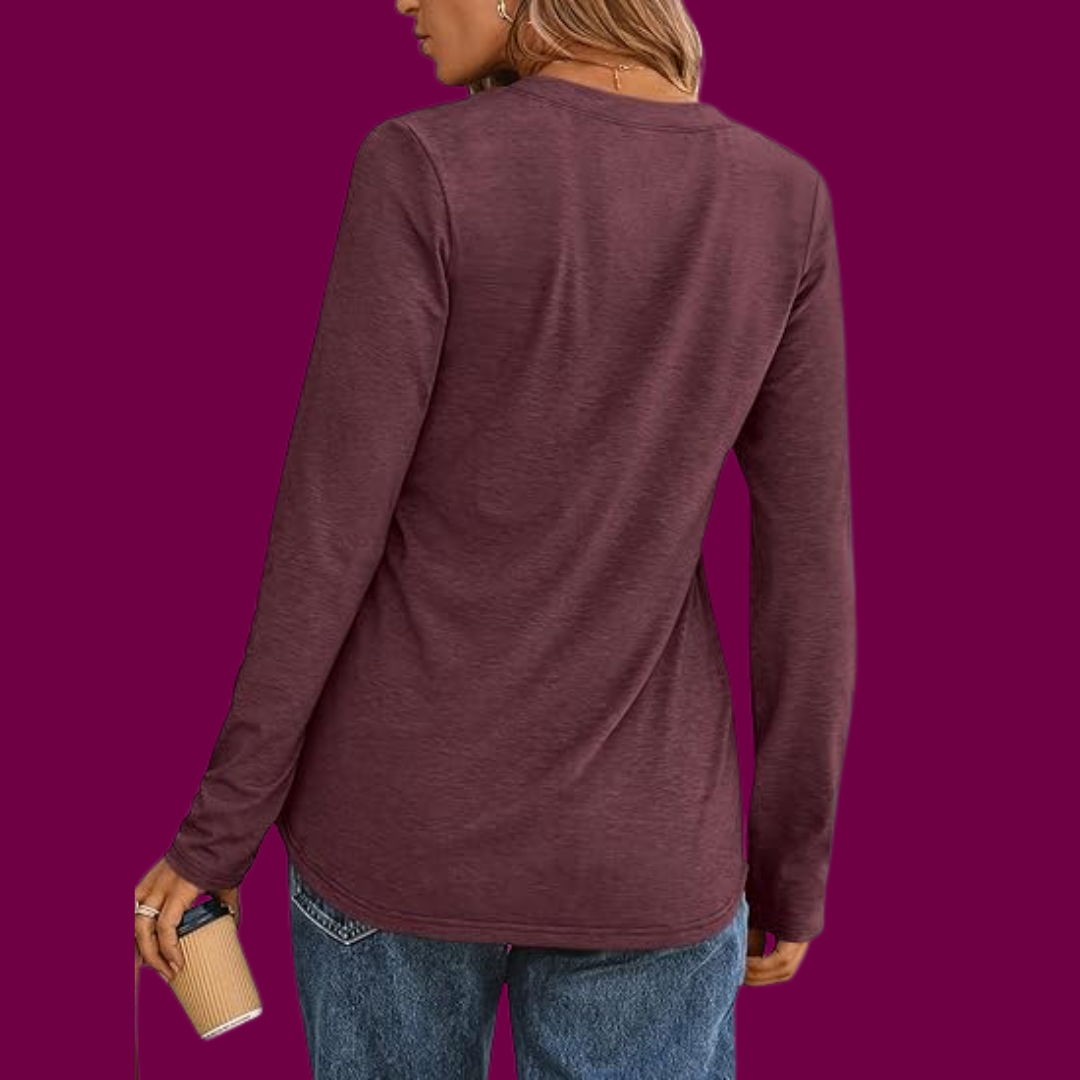 Leonie – Lässiges Langarmshirt mit Knopfleiste
