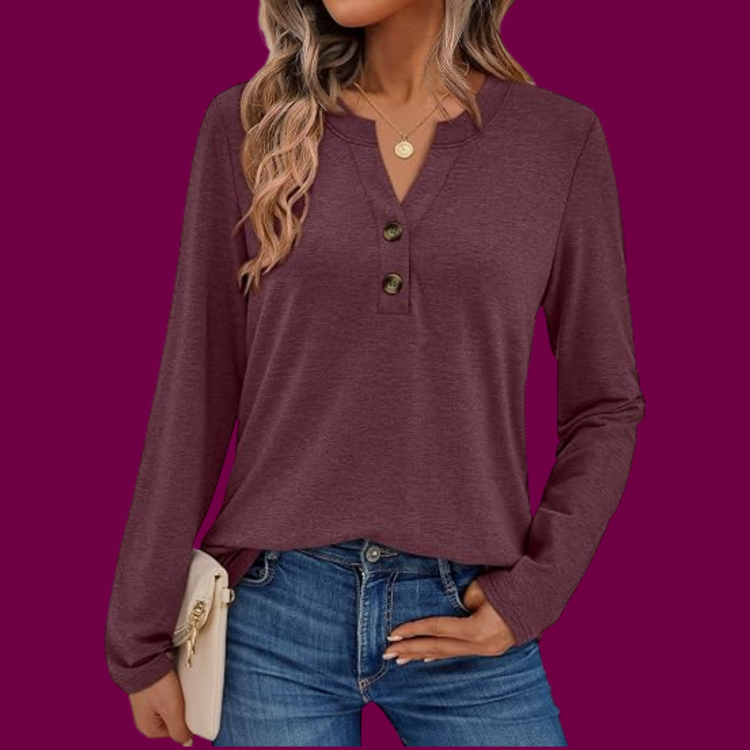 Leonie – Lässiges Langarmshirt mit Knopfleiste