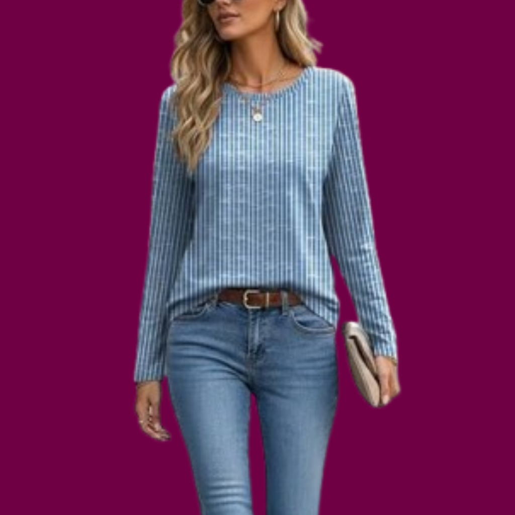 Heidi – Elegantes Gestreiftes Langarmshirt in Blau