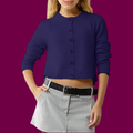 Lena – Modische Geknöpfte Cropped-Strickjacke