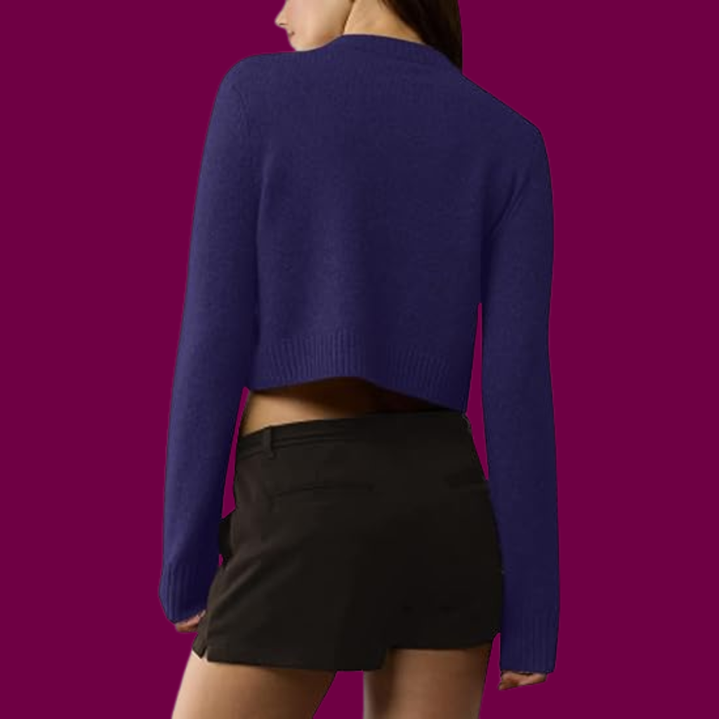 Lena – Modische Geknöpfte Cropped-Strickjacke