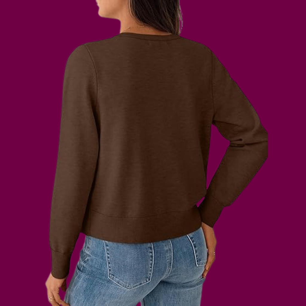 Hanna – Klassische Geknöpfte Strickjacke in Braun
